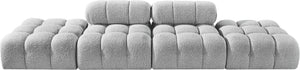 Meridian Furniture Ames Four Piece Modular Sectional in Plush Grey Boucle for Open Living Spaces 611Grey-S136C