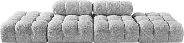Meridian Furniture Ames Four Piece Modular Sectional in Plush Grey Boucle for Open Living Spaces 611Grey-S136C
