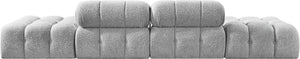Meridian Furniture Ames Four Piece Modular Sectional in Plush Grey Boucle for Open Living Spaces 611Grey-S136C