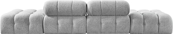 Meridian Furniture Ames Four Piece Modular Sectional in Plush Grey Boucle for Open Living Spaces 611Grey-S136C