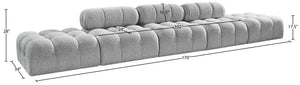 Meridian Furniture Ames Five Piece Boucle Modular Sectional Sofa for Spacious Contemporary Living Rooms 611Grey-S170A