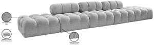 Meridian Furniture Ames Five Piece Boucle Modular Sectional Sofa for Spacious Contemporary Living Rooms 611Grey-S170A