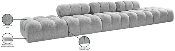 Meridian Furniture Ames Five Piece Boucle Modular Sectional Sofa for Spacious Contemporary Living Rooms 611Grey-S170A