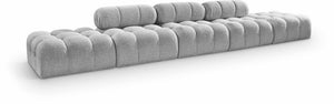 Meridian Furniture Ames Five Piece Boucle Modular Sectional Sofa for Spacious Contemporary Living Rooms 611Grey-S170A