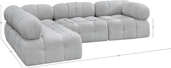 Ames Grey Boucle Fabric Modular Sectional 611Grey-Sec4A Meridian Furniture