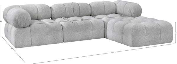 Ames Grey Boucle Fabric Modular Sectional 611Grey-Sec4B Meridian Furniture
