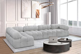 Ames Grey Boucle Fabric Modular Sectional 611Grey-Sec5A Meridian Furniture