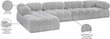 Ames Grey Boucle Fabric Modular Sectional 611Grey-Sec5B Meridian Furniture