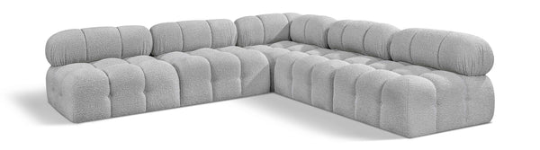 Ames Grey Boucle Fabric Modular Sectional 611Grey-Sec5C Meridian Furniture