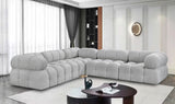 Ames Grey Boucle Fabric Modular Sectional 611Grey-Sec5D Meridian Furniture