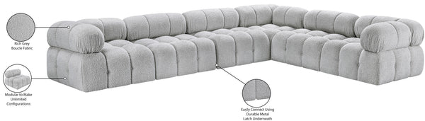 Ames Grey Boucle Fabric Modular Sectional 611Grey-Sec6F Meridian Furniture