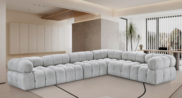 Ames Grey Boucle Fabric Modular Sectional 611Grey-Sec6F Meridian Furniture