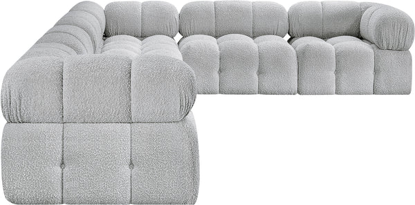 Ames Grey Boucle Fabric Modular Sectional 611Grey-Sec6F Meridian Furniture