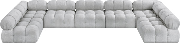 Ames Grey Boucle Fabric Modular Sectional 611Grey-Sec7A Meridian Furniture