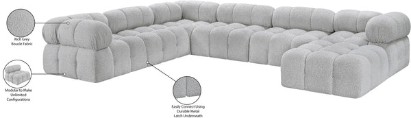 Ames Grey Boucle Fabric Modular Sectional 611Grey-Sec7E Meridian Furniture