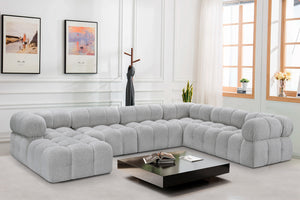 Ames Grey Boucle Fabric Modular Sectional 611Grey-Sec7E Meridian Furniture