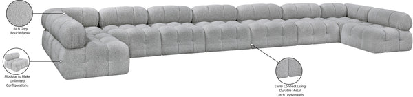 Ames Grey Boucle Fabric Modular Sectional 611Grey-Sec9A Meridian Furniture