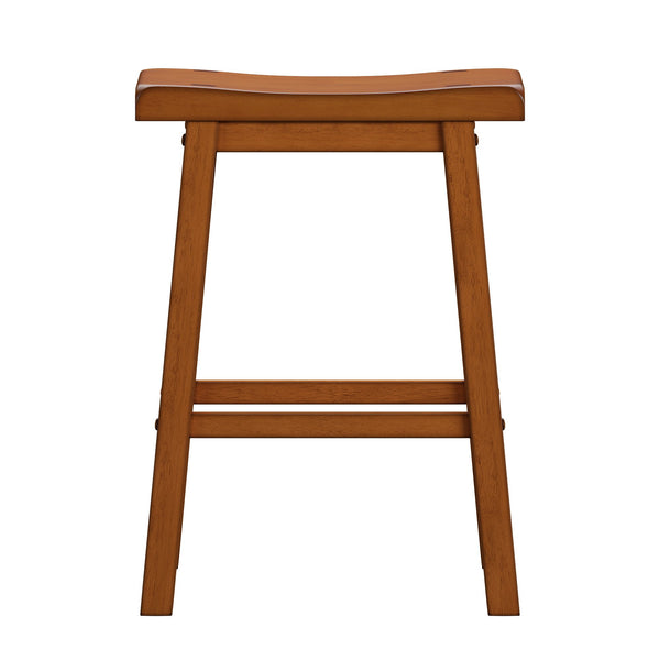 Cosimo Solid Rubberwood Saddleback Counter Stools Set of Two for Kitchen Islands