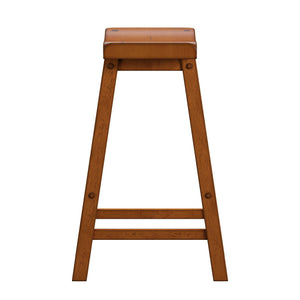 Cosimo Solid Rubberwood Saddleback Counter Stools Set of Two for Kitchen Islands