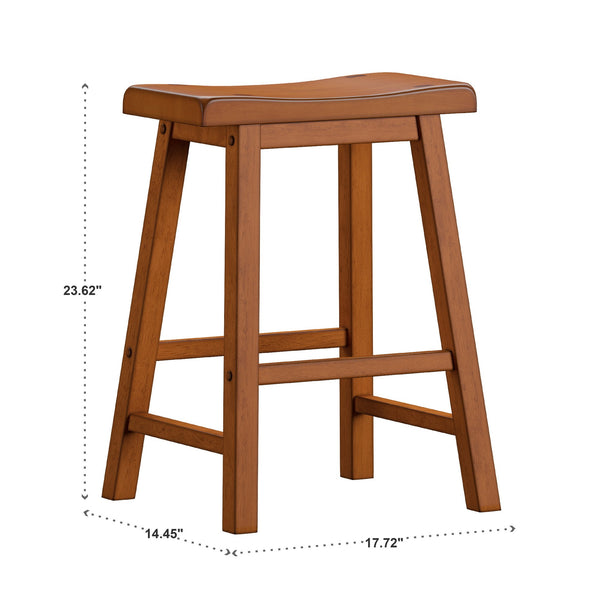Cosimo Solid Rubberwood Saddleback Counter Stools Set of Two for Kitchen Islands