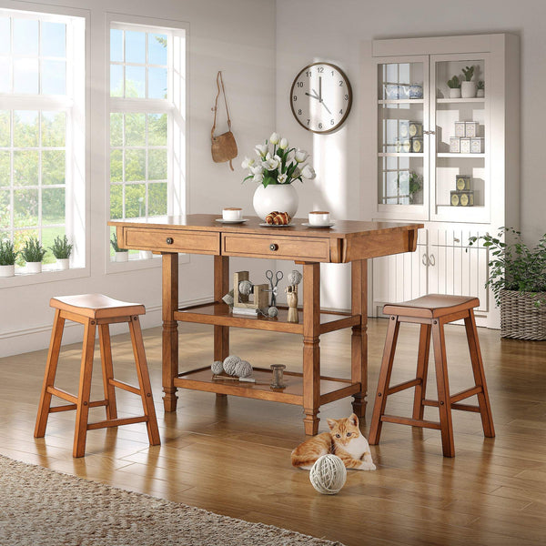 Cosimo Solid Rubberwood Saddleback Counter Stools Set of Two for Kitchen Islands