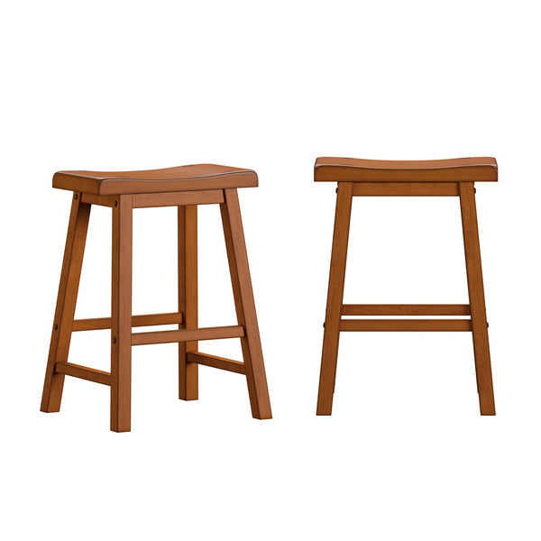 Cosimo Solid Rubberwood Saddleback Counter Stools Set of Two for Kitchen Islands