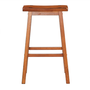 Cosimo Solid Rubberwood Bar Stools Set of 2 with Saddleback Seat Distressed Finish