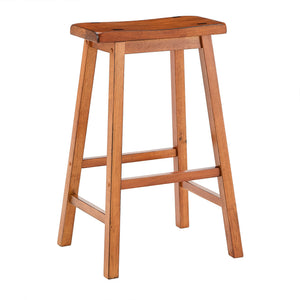Cosimo Solid Rubberwood Bar Stools Set of 2 with Saddleback Seat Distressed Finish