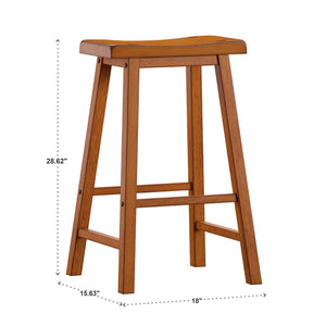 Cosimo Solid Rubberwood Bar Stools Set of 2 with Saddleback Seat Distressed Finish