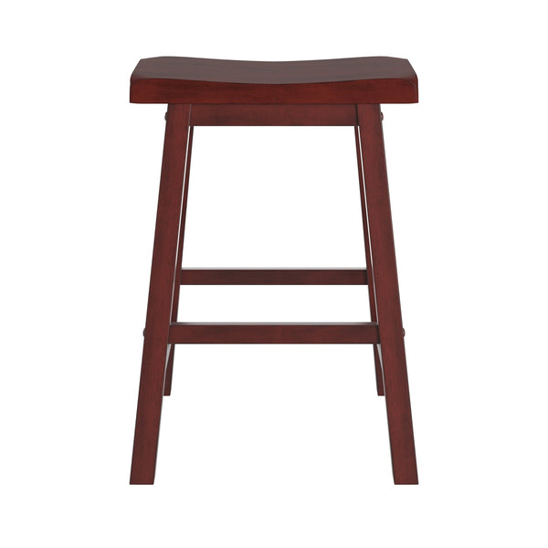 Cosimo Solid Rubberwood Saddleback Counter Stools Set of Two for Kitchen Islands
