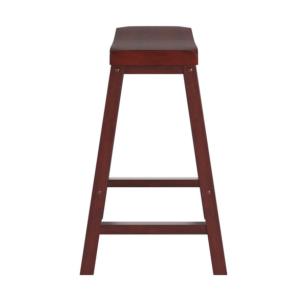 Cosimo Solid Rubberwood Saddleback Counter Stools Set of Two for Kitchen Islands