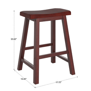 Cosimo Solid Rubberwood Saddleback Counter Stools Set of Two for Kitchen Islands