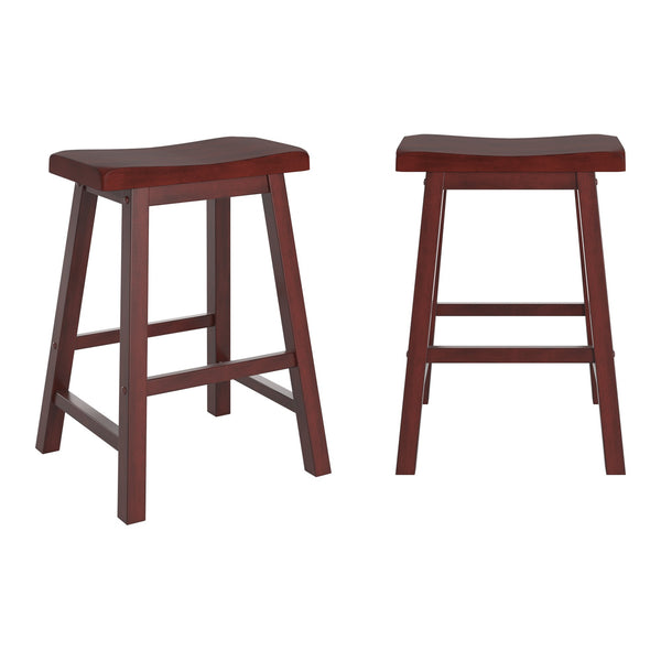 Cosimo Solid Rubberwood Saddleback Counter Stools Set of Two for Kitchen Islands