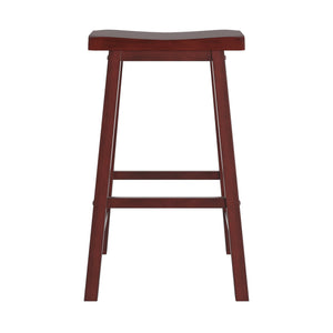 Cosimo Solid Rubberwood Bar Stools Set of 2 with Saddleback Seat Distressed Finish