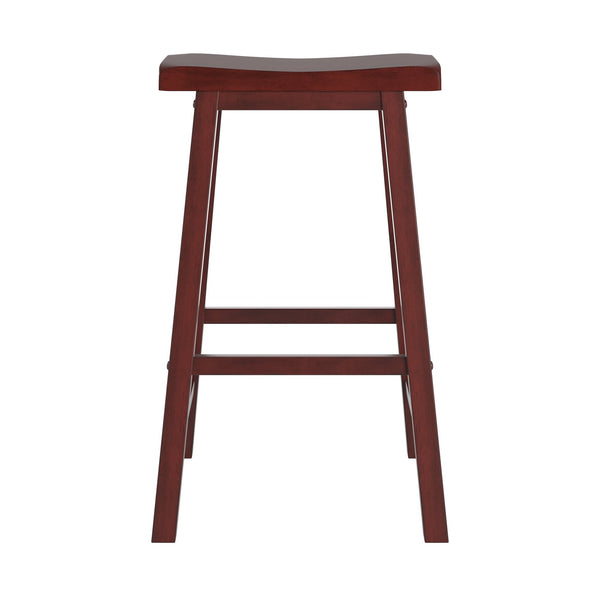 Cosimo Solid Rubberwood Bar Stools Set of 2 with Saddleback Seat Distressed Finish