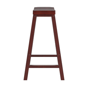 Cosimo Solid Rubberwood Bar Stools Set of 2 with Saddleback Seat Distressed Finish