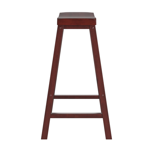 Cosimo Solid Rubberwood Bar Stools Set of 2 with Saddleback Seat Distressed Finish
