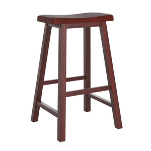 Cosimo Solid Rubberwood Bar Stools Set of 2 with Saddleback Seat Distressed Finish
