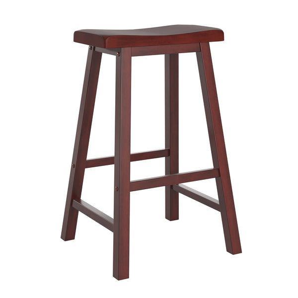 Cosimo Solid Rubberwood Bar Stools Set of 2 with Saddleback Seat Distressed Finish