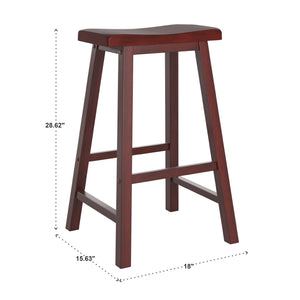 Cosimo Solid Rubberwood Bar Stools Set of 2 with Saddleback Seat Distressed Finish