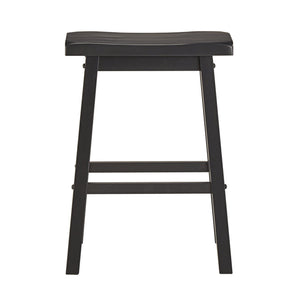 Cosimo Solid Rubberwood Saddleback Counter Stools Set of Two for Kitchen Islands