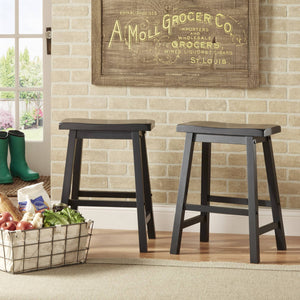 Cosimo Solid Rubberwood Saddleback Counter Stools Set of Two for Kitchen Islands