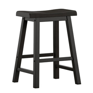 Cosimo Solid Rubberwood Saddleback Counter Stools Set of Two for Kitchen Islands