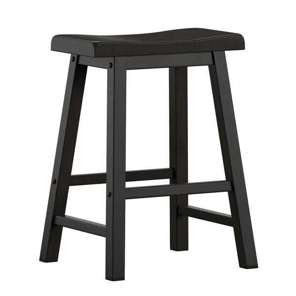 Cosimo Solid Rubberwood Saddleback Counter Stools Set of Two for Kitchen Islands
