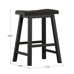 Cosimo Solid Rubberwood Saddleback Counter Stools Set of Two for Kitchen Islands