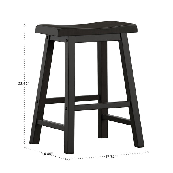 Cosimo Solid Rubberwood Saddleback Counter Stools Set of Two for Kitchen Islands