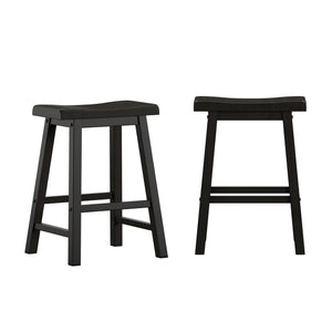 Cosimo Solid Rubberwood Saddleback Counter Stools Set of Two for Kitchen Islands