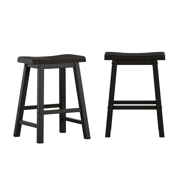Cosimo Solid Rubberwood Saddleback Counter Stools Set of Two for Kitchen Islands