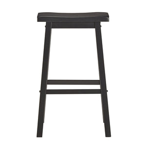 Cosimo Solid Rubberwood Bar Stools Set of 2 with Saddleback Seat Distressed Finish