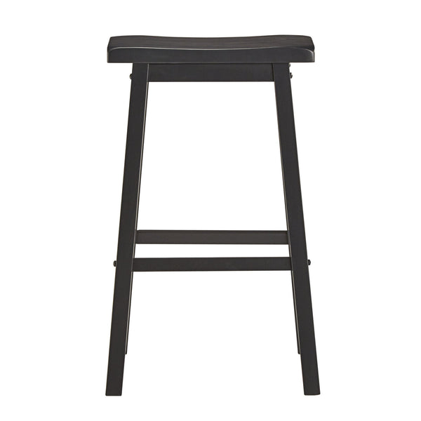 Cosimo Solid Rubberwood Bar Stools Set of 2 with Saddleback Seat Distressed Finish